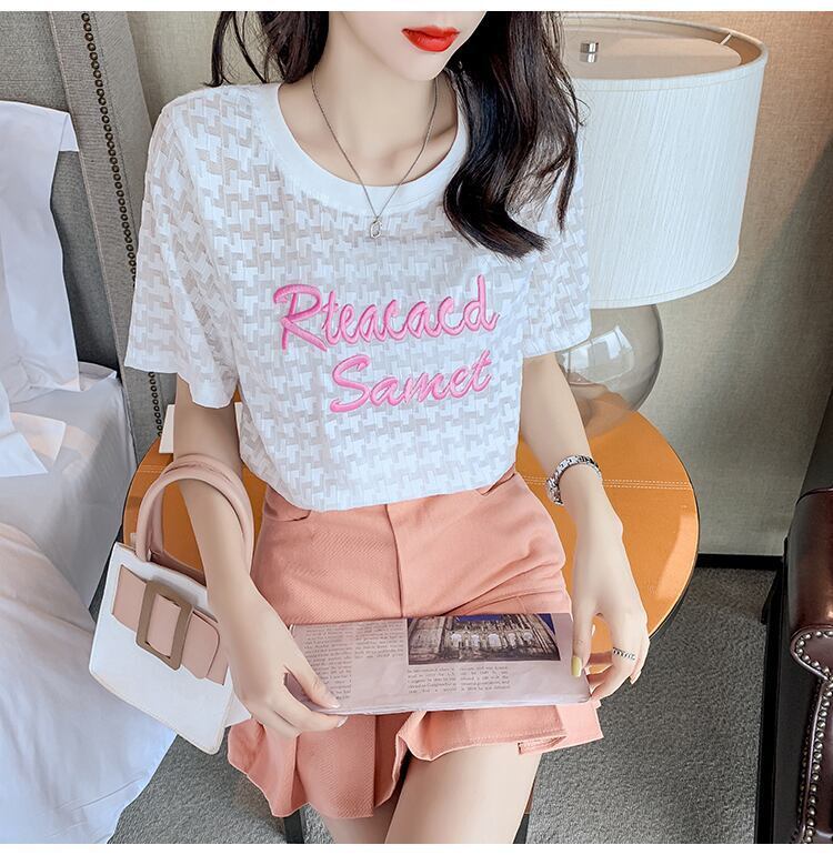 【半額！期間限定！！】大活躍 シフォン 定番シンプル 刺繍 全3色 Tシャツ カットソー ＜S-8601＞