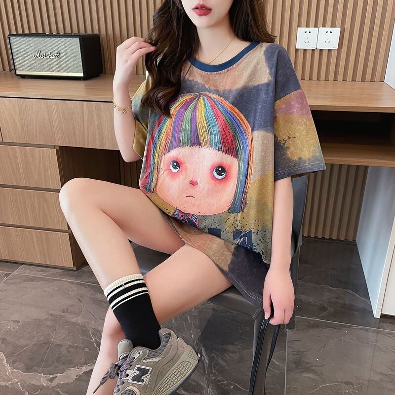 売り切れ必至 絞り染め ファッション プリント 半袖 Tシャツ＜S-8412＞