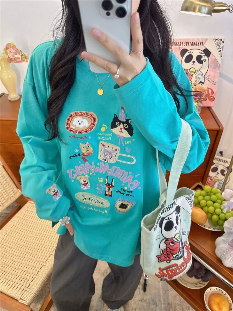 新商品 大人可愛い 求めてたデザイン 肌触り抜群 プリント 5色選択 Tシャツ<S-9369>