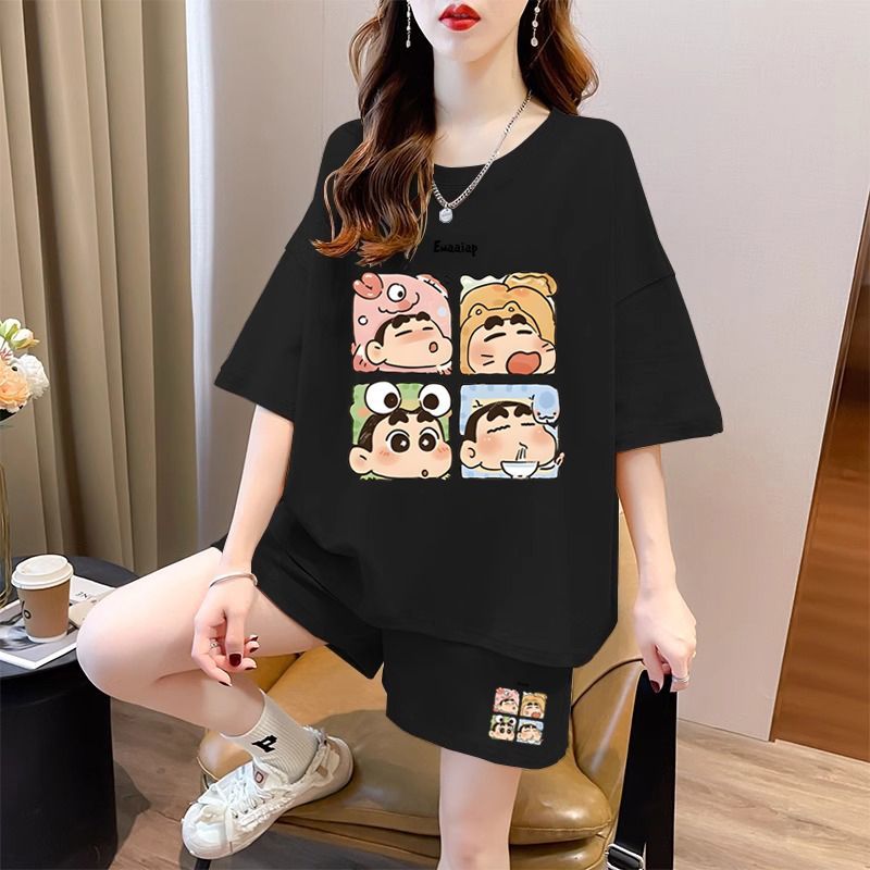 大人気 プリント Tシャツ & ショーツ セットアップ S-13234