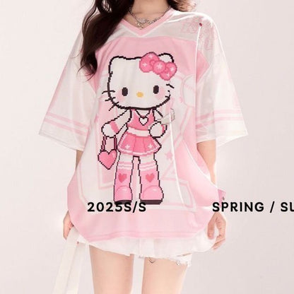 メッシュ オーバーサイズ 可愛い 半袖  Tシャツ S-13214