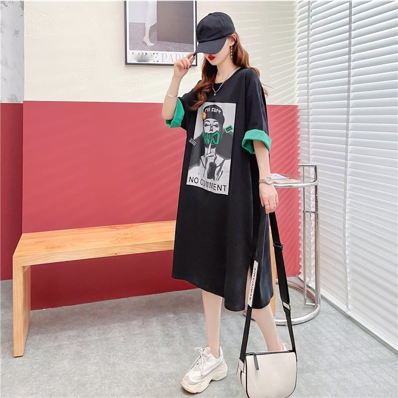ルーズ プリント オシャレ感たっぷり Tシャツ カットソー ワンピース＜S-3545＞