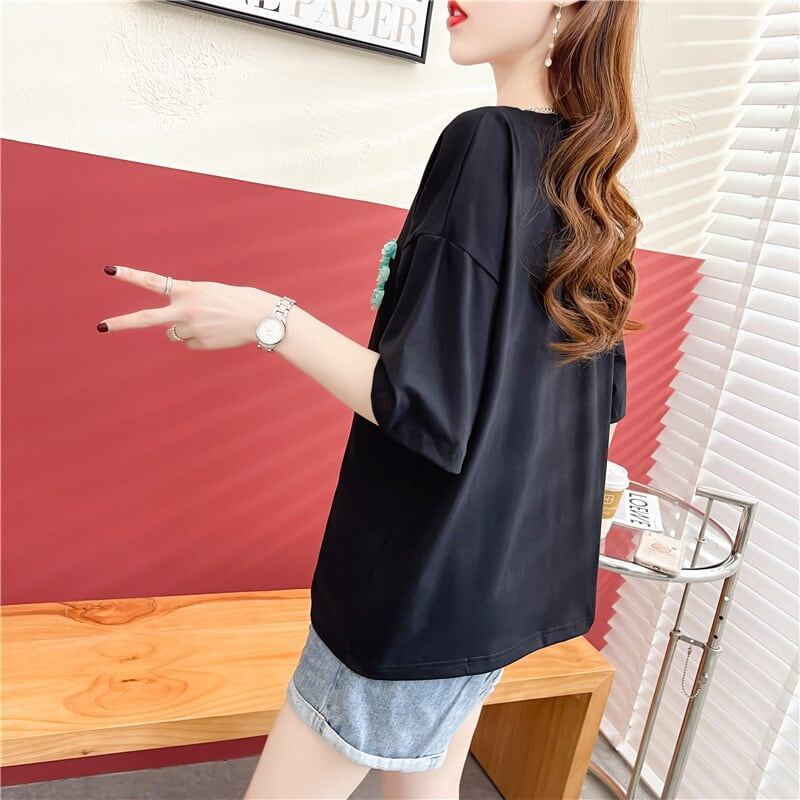 デザイン感 プリント チャーミング Tシャツ カットソートップス＜S-3151＞