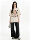 ゆったり シンプル プリント カジュアル Tシャツ S-13286