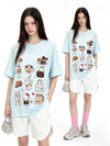 体型カバー ゆったり カジュアル プリント Tシャツ S-13288