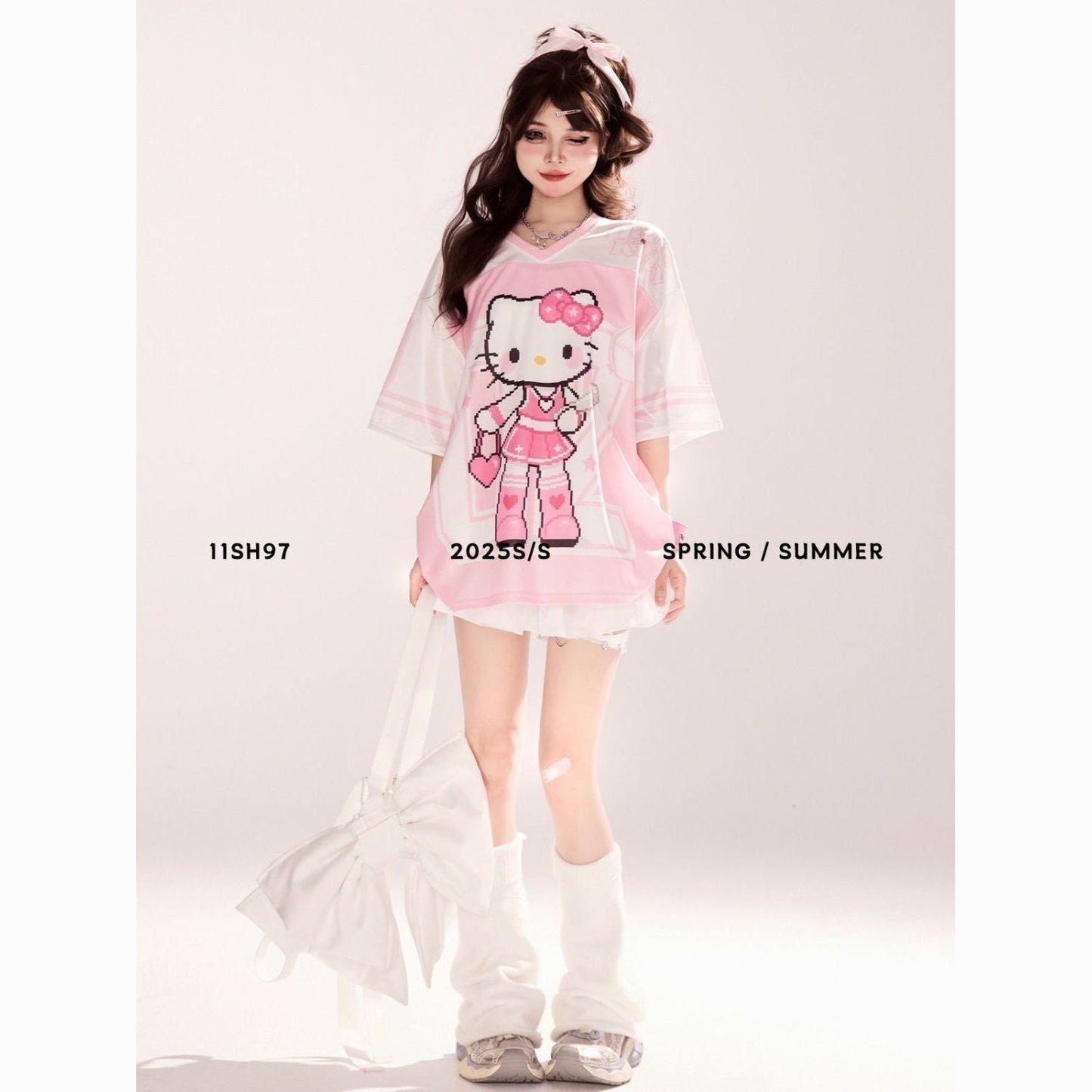 メッシュ オーバーサイズ 可愛い 半袖  Tシャツ S-13214
