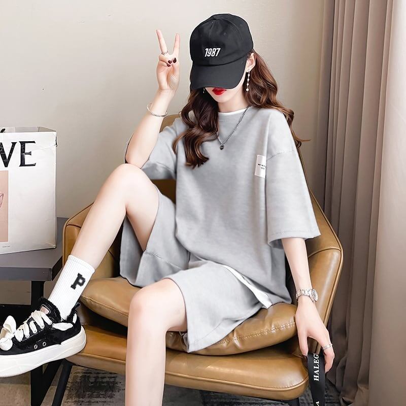 カジュアル 切り替え オシャレ度満点 Tシャツ＋ショートパンツ セットアップ＜S-3554＞