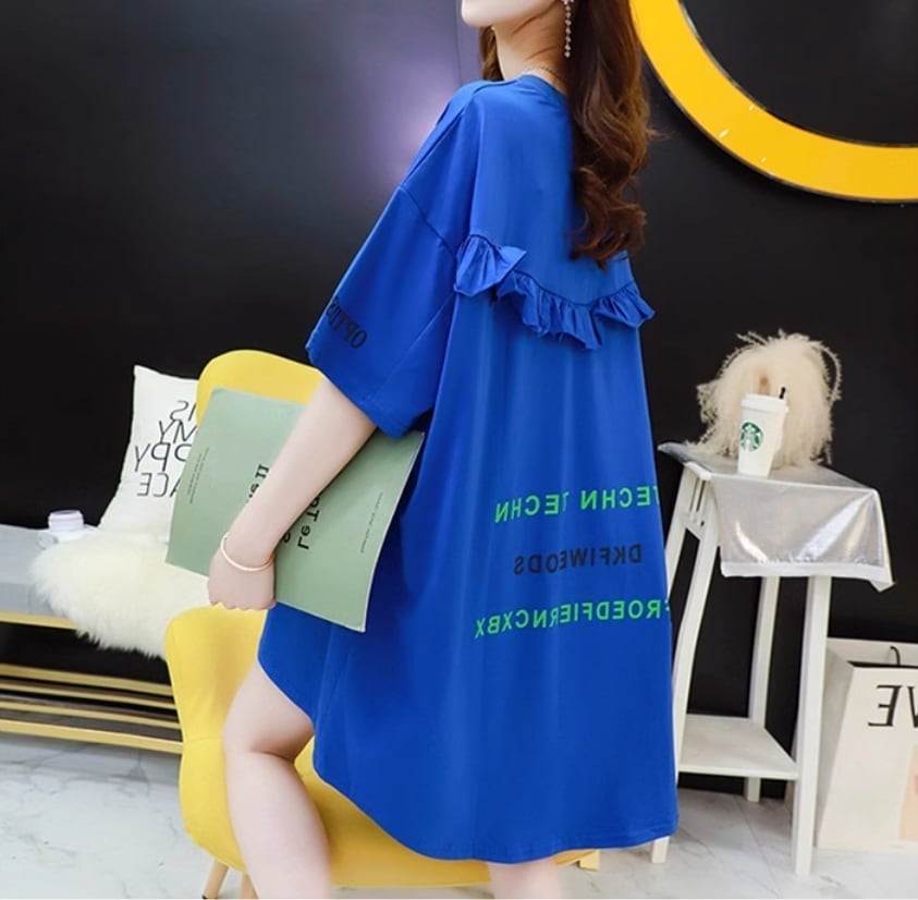 超人気 ダメージ加工 ゆったりロング丈 三色半袖Tシャツ＜S-8107＞