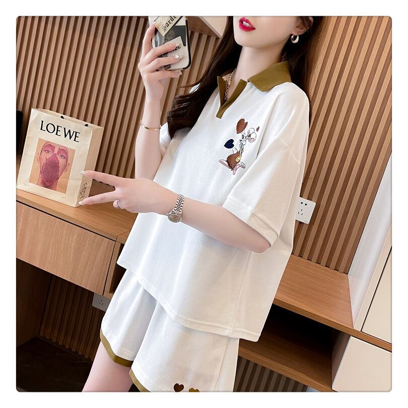 定番シンプル 切り替え カジュアル 半袖Ｔシャツⅹパンツセット全3色 <S-8267>
