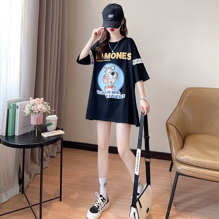 新商品 プリント ファッション ゆったり 全4色 半袖 Tシャツ＜S-11493＞