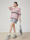 ファッション感満々 透かし編み ポロネック Tシャツ S-13210