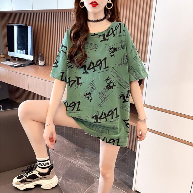 オシャレ度満点 プリント カジュアル Tシャツ カットソー＜S-3301＞