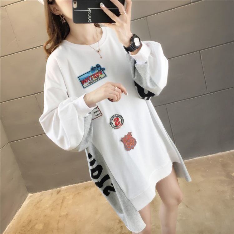 合わせやすいゆったり切り替えロゴ全3色トップス<S-4515>