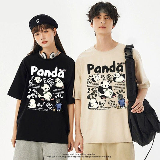 売り切れ必至 カジュアル ファッション感満々 アバンギャルド プリント カップル 全7色 半袖 Tシャツ <S-9320>
