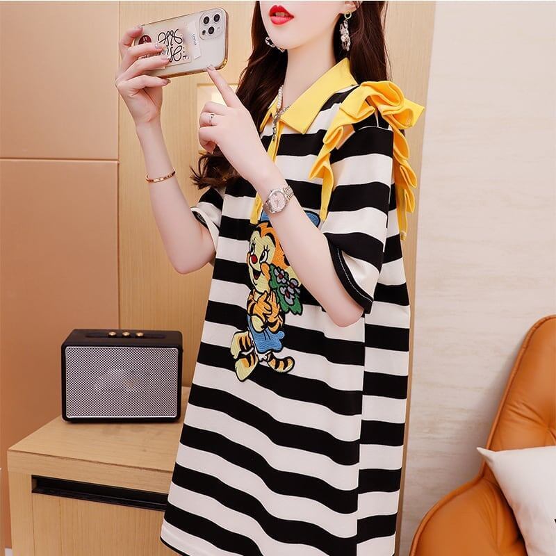 個性的なデザイン プリント オシャレ度満点 Tシャツ カットソー ワンピース＜S-3514＞