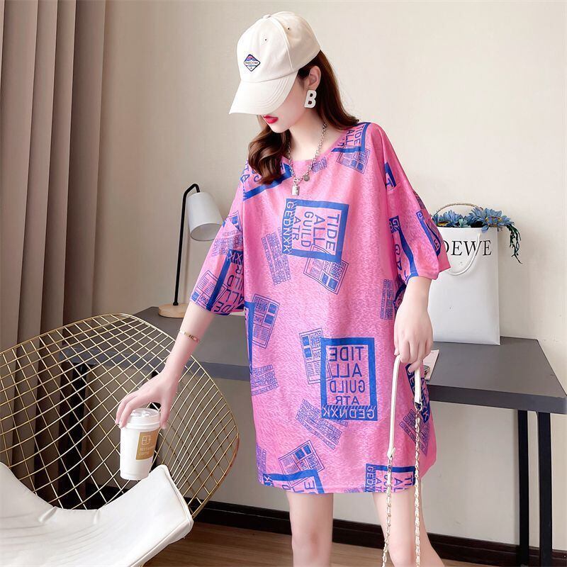 【半額！期間限定！！】美人度アップ プリント カジュアル ゆったり 半袖Tシャツ＜S-8490＞