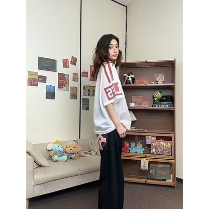 透け感 メッシュ 星柄 プリント Tシャツ S-80003