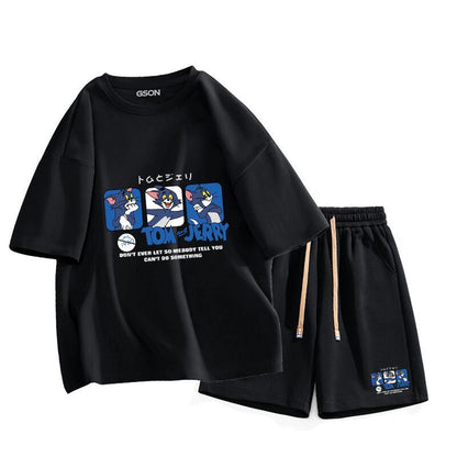 男女兼用 売れ筋 プリント Tシャツ & ショーツ セットアップ S-13265