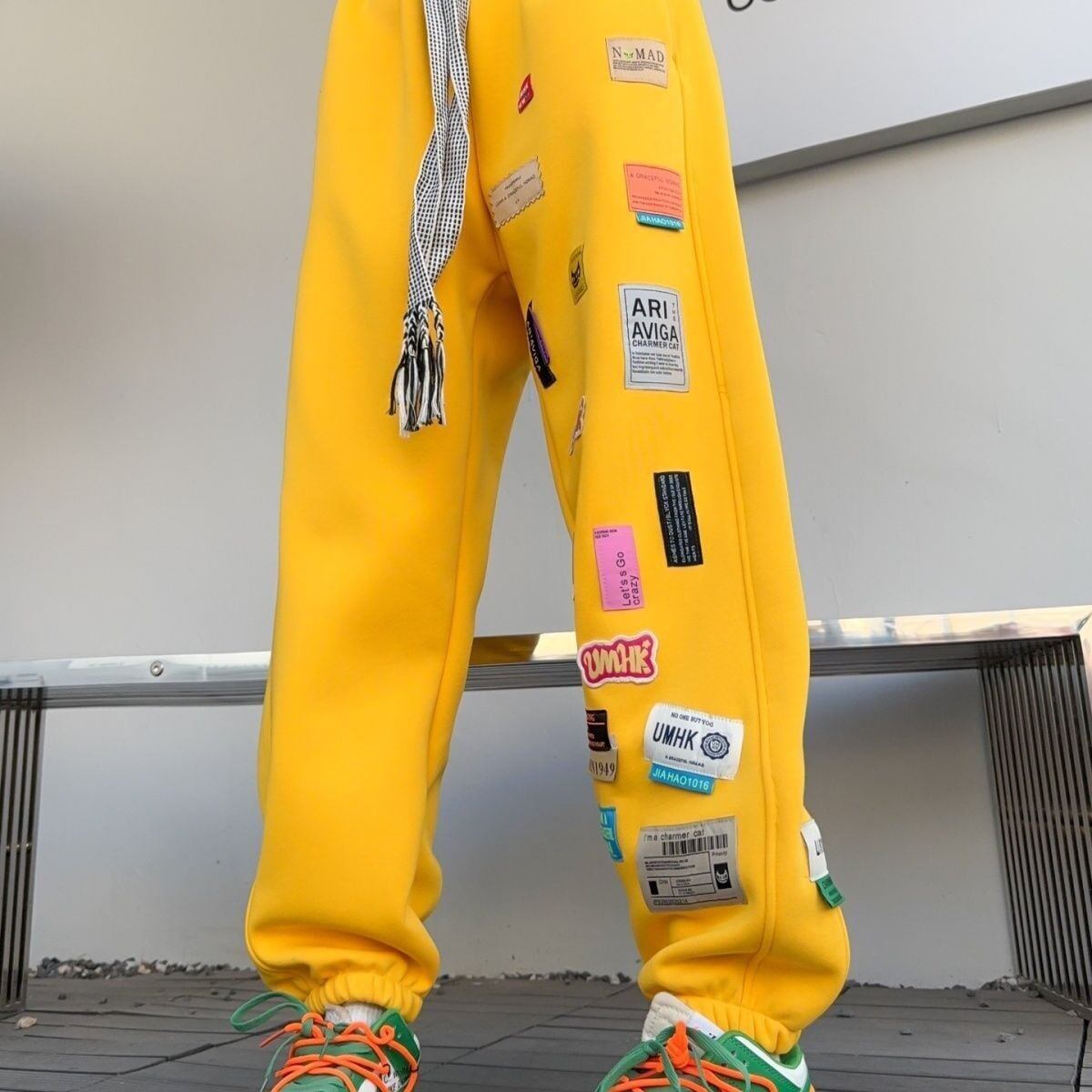 着せロゴ裏起毛ジョガーパンツ4色あり