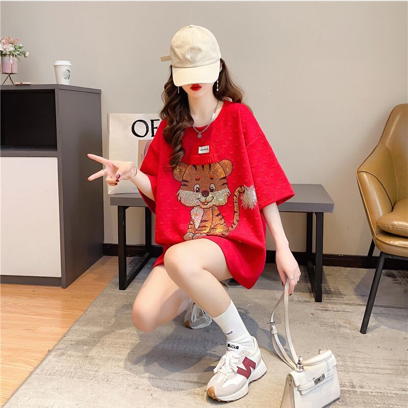 デザイン感 切り替え チャーミング プリント Tシャツ カットソー＜S-3401＞