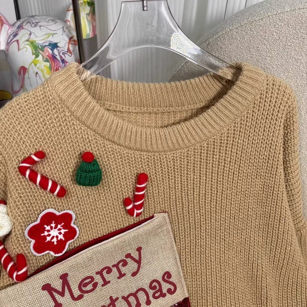 超人気クリスマスロゴニットセーター2色あり<S-4551>