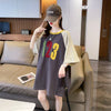 絶対欲しい カラーマッチング 数字刺 ロング Tシャツ ゆったり 半袖 ＜S-2896＞