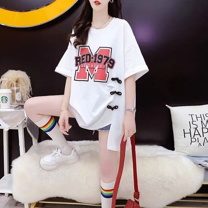 超人気 特別デザイン 美人度アップ ゆったり二色 半袖Tシャツ＜S-8038＞