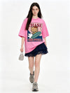 上質 シンプル プリント カジュアル Tシャツ S-13295