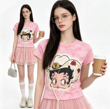ファッション感満々 プリント シンプル Tシャツ S-13296