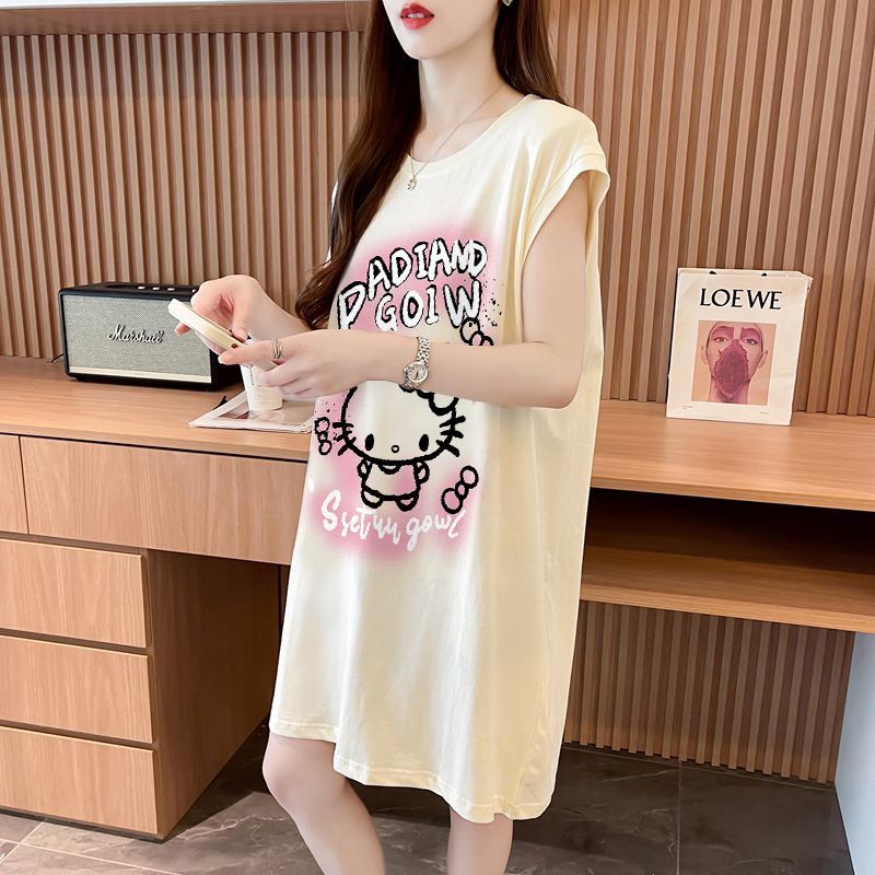 大人可愛い プリント ゆったり レディース ワンピース S-13270