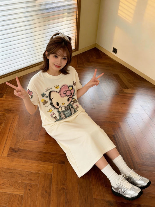 柔らかい プリント ゆったり レディース ワンピース S-13254