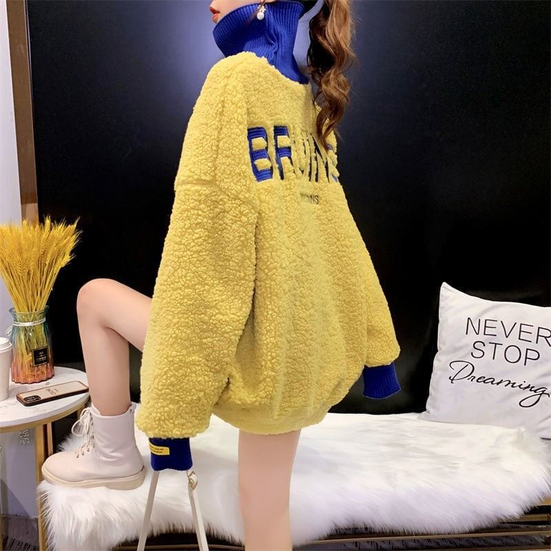 もこもこハイネックボアトレーナー全3色厚手スウェット<S-4394>