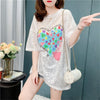 スタイリッシュ 切り替え 一目惚れ プリント Tシャツ カットソー＜S-3579＞