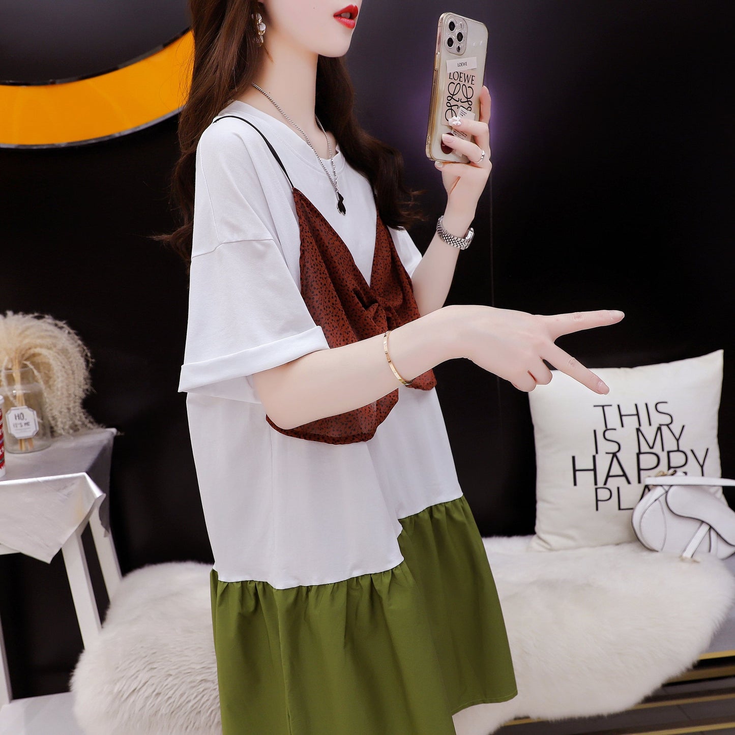 ゆったり感アップ Tシャツ 高級感溢れる カットソー ワンピース＜S-3350＞