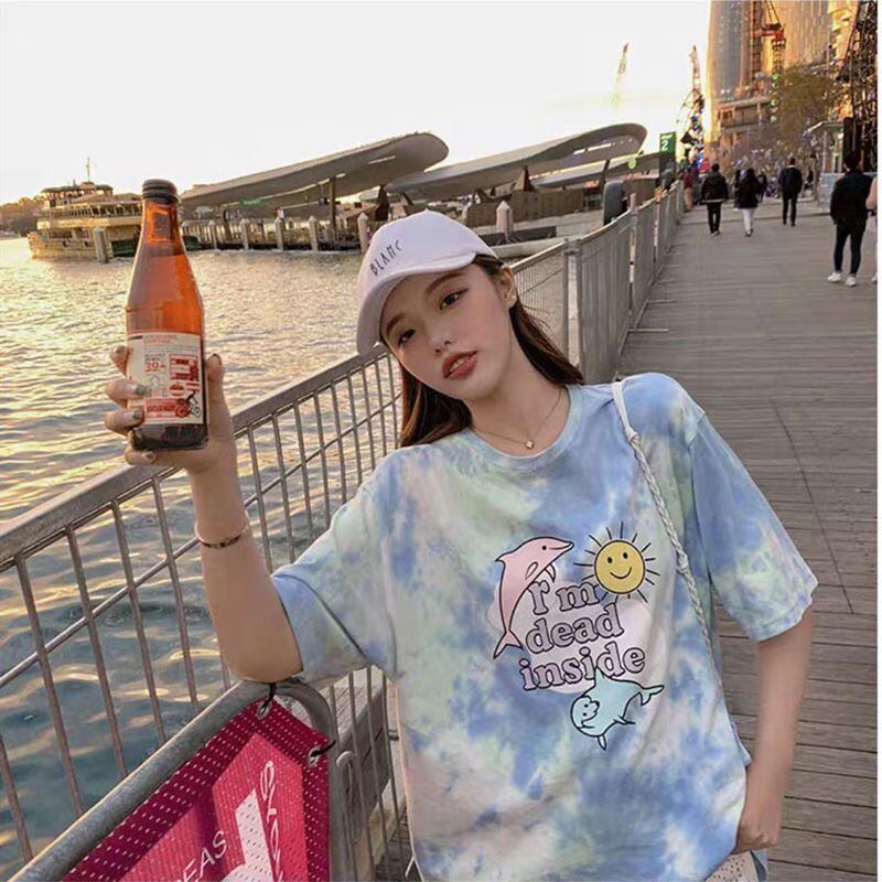 絶対欲しい キュート 話題沸騰中 絞り染め プリント 全2色 半袖Tシャツ<S-8759>