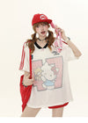 肌触りよい カジュアル ゆったり プリント Tシャツ S-13278