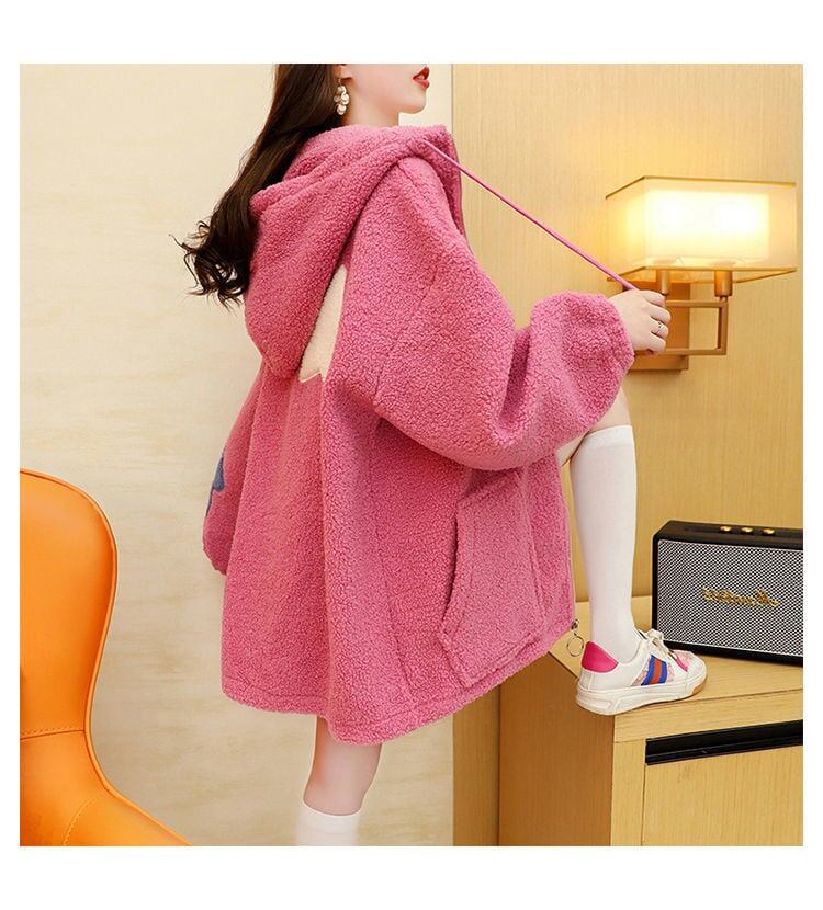 大人可愛い星柄ロゴボアフルジップパーカー全3色  厚手トップス ＜S-4461＞