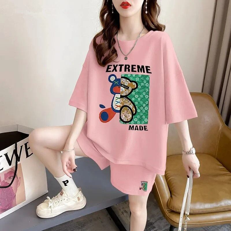 真夏も快適 全4色 軽くて涼しくて可愛い！カジュアル 半袖 Tシャツ ショートパンツ セットアップ ＜S-9204＞