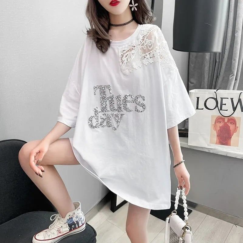 ゆったり感アップ プリント ファッション Tシャツ カットソー＜S-3306＞