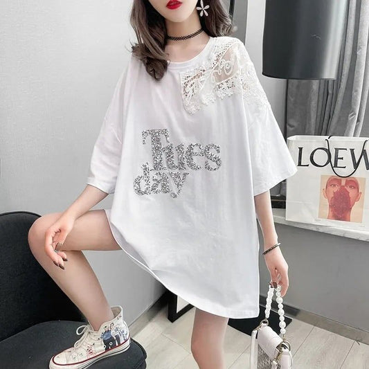 ゆったり感アップ プリント ファッション Tシャツ カットソー＜S-3306＞