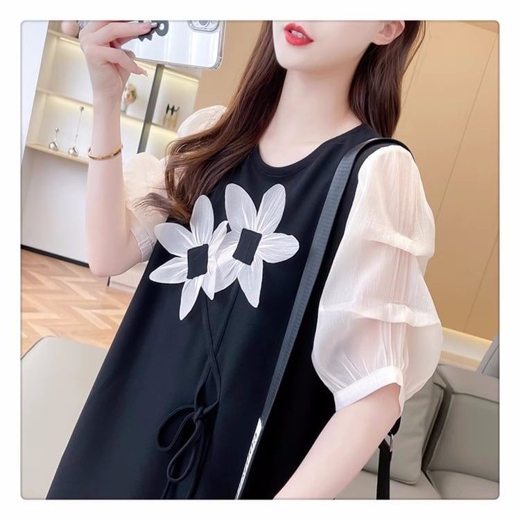 夏新作 ロング 花柄 Tシャツ 三色 ＜S-2836＞