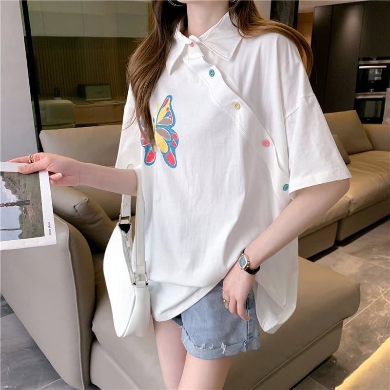 個性的なデザイン プリント 一目惚れ Tシャツ カットソー＜S-3044＞