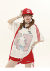 肌触りよい カジュアル ゆったり プリント Tシャツ S-13278