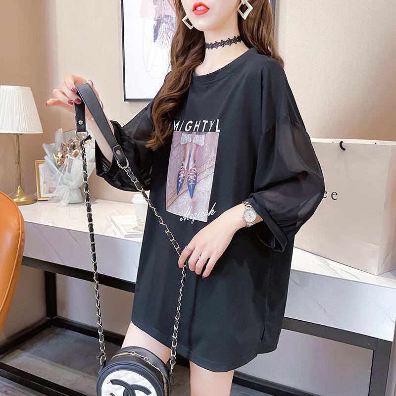 話題沸騰中 プリント 切り替え ストリート ゆったり 着?せ トップス Tシャツ ＜S-2075＞