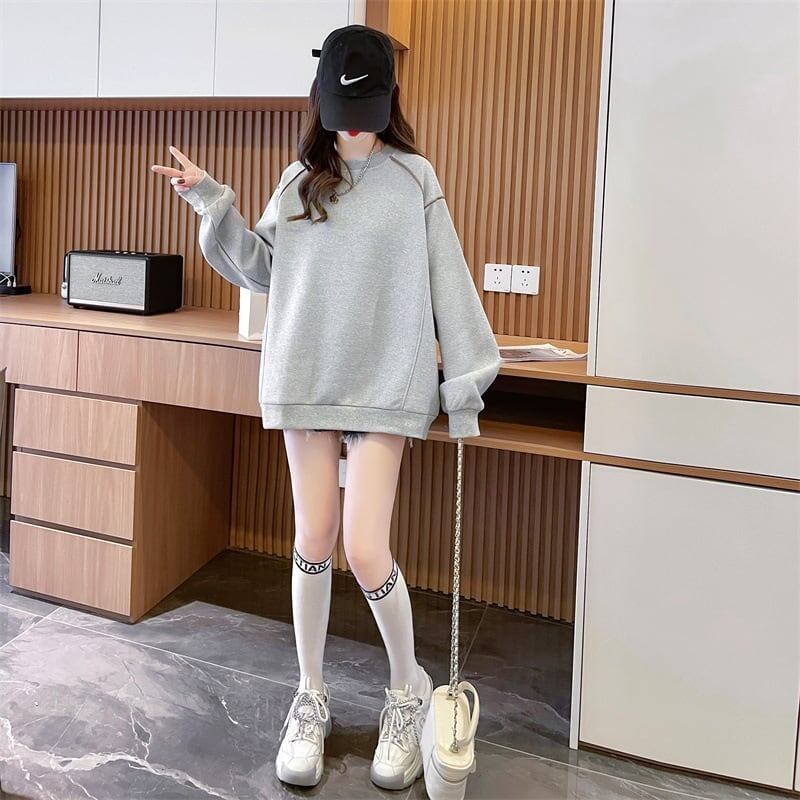 定番シンプル  ワッフル スウェット三色ありトップス＜S-4152＞