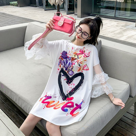 好感度UP デザイン スウィート 一目惚れ 切り替え Tシャツ ＜S-8004＞