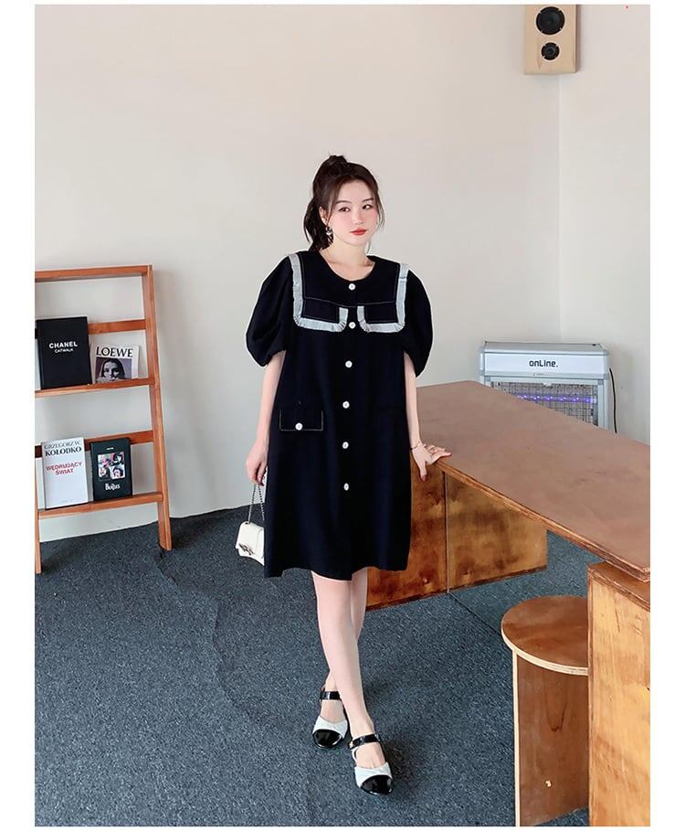 新商品 カジュアル 定番シンプル 切り替え ワンピース<S-8386>