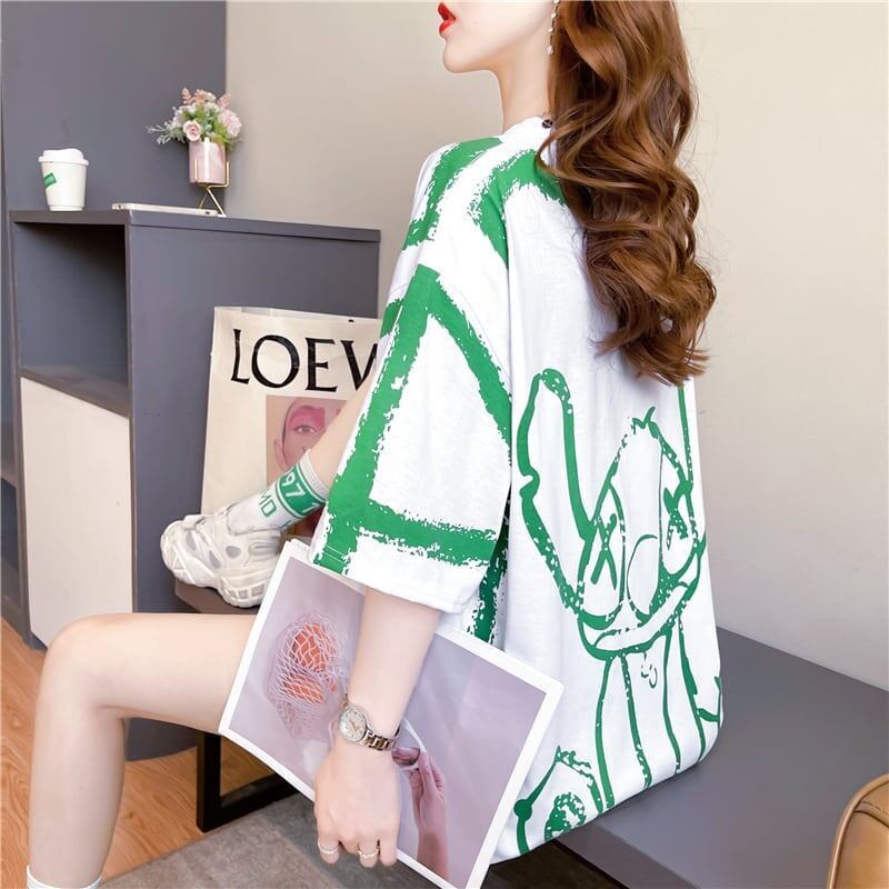 好感度満載 切り替え 美感いっぱい プリント Tシャツ カットソー＜S-3585＞