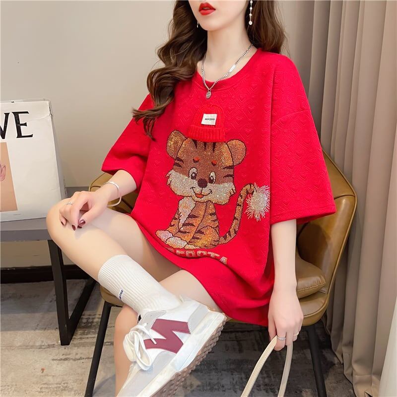 デザイン感 切り替え チャーミング プリント Tシャツ カットソー＜S-3401＞