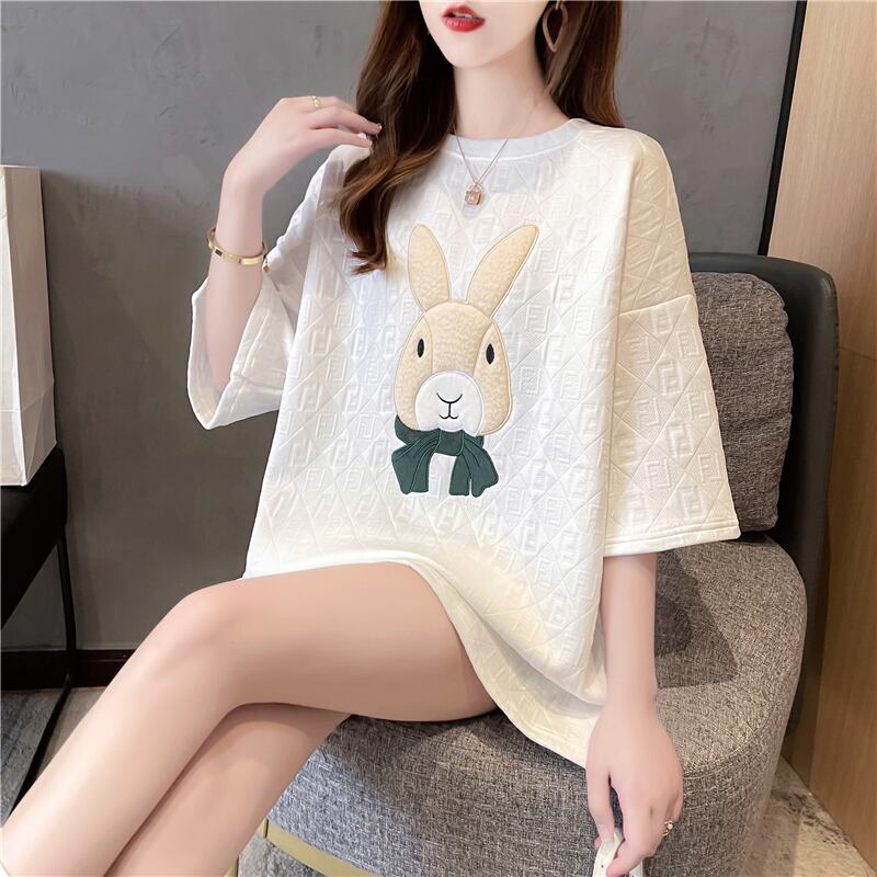 話題沸騰中 カジュアル キュート 刺繍 半袖Tシャツ<S-8753>